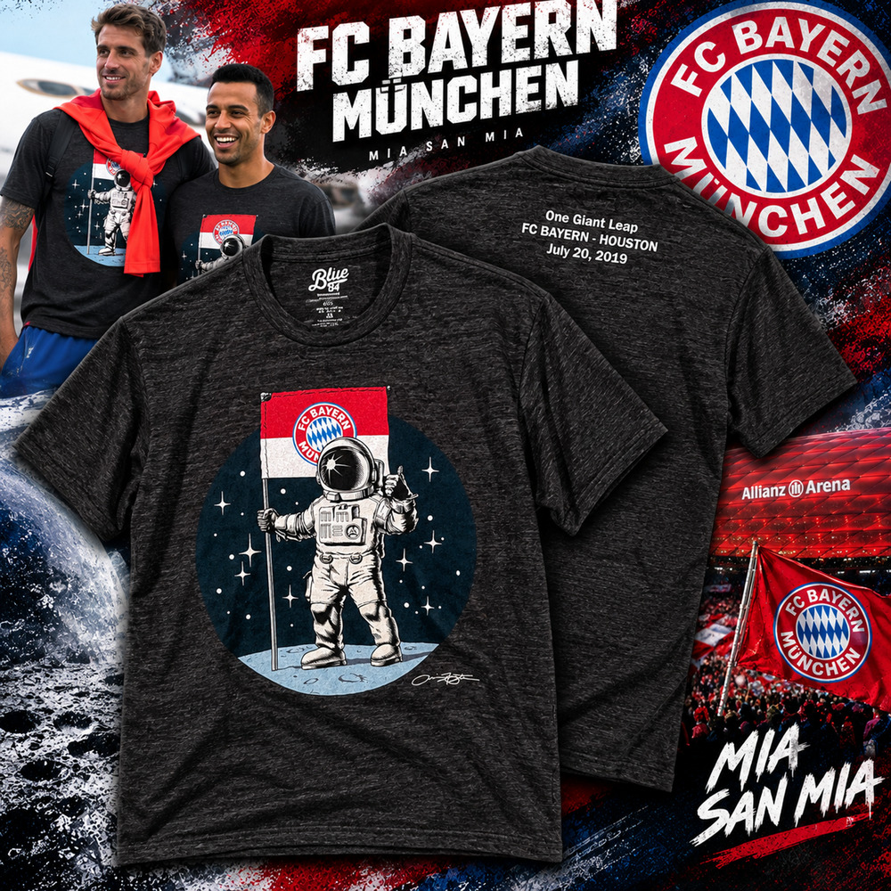 FC Bayern Astronaut Moon Landing Blue 84 T-Shirt Men's XL Limited Edition NWOT